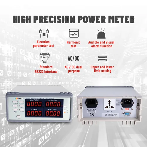 Vista 4 de MATRIX Medidor de potencia de alta precisión MPM-1010B, prueba de parámetro del medidor de potencia de CA con RS-232, medidor de potencia digital