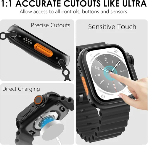Vista 3 de WINGLE Funda impermeable 2 en 1 para Apple Watch de 1.732 pulgadas (1.732 in) Series 6, 5, 4 SE 【Parece Apple Watch Ultra】, paquete de 2 cubiertas