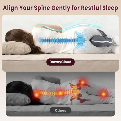 Vista 4 de Almohada de rodilla de espuma viscoelástica para dormir de lado, almohada de apoyo con diseño de recorte de corazón y correa ajustable, almohada