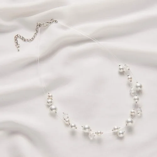 Vista 6 de Collar a capas con cristal para mujer, gargantilla con cadena de plata gruesa, regalo de cumpleaños para mujer
