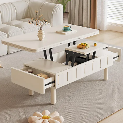 Vista 10 de Guyii Mesa auxiliar elevable con compartimento de almacenamiento oculto, mesa central multifunción 3 en 1, mesa de centro moderna elevable, mesa