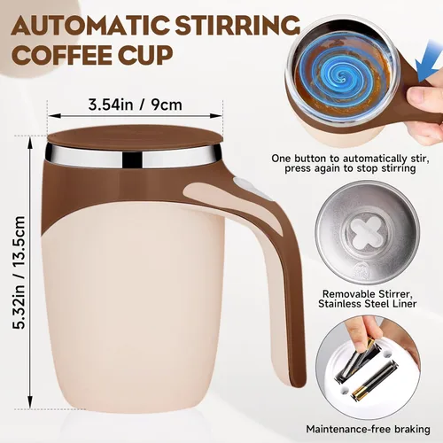 Vista 2 de Taza de café de agitación magnética automática, taza de café de agitación magnética rotativa para el hogar, la oficina, la mezcla de viaje, taza