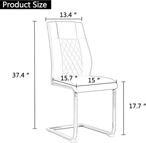 Vista 6 de Juego de mesa de comedor para 4, juego de mesa de cocina rectangular de MDF blanco con sillas de comedor de cuero, juego de 4, juego de mesa