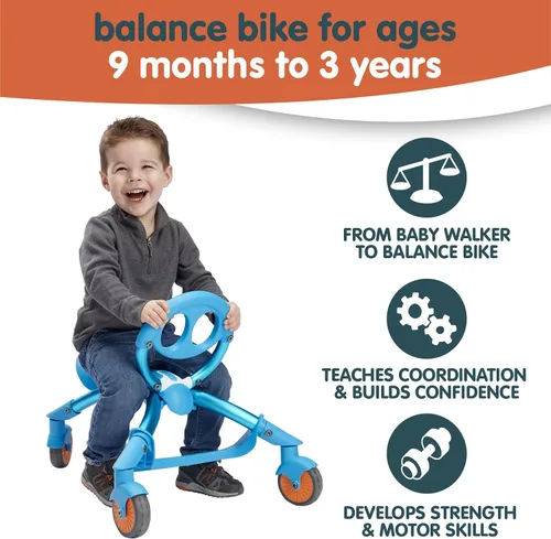 Vista 5 de YBIKE Pewi Stroll - Juguete para caminar en interiores y exteriores con mango de empuje Azul