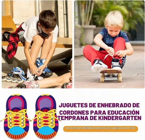 Vista 9 de NUOBESTY Práctica de corbata de zapatos para niños, tabla de práctica de atado de zapatos, hilo de zapatos, juguetes de enseñanza para aprender a