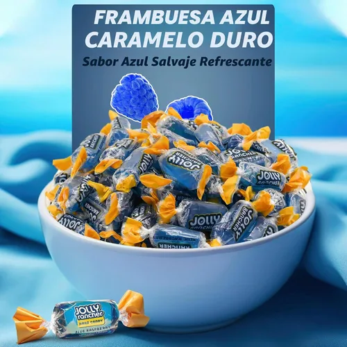 Vista 4 de Caramelos Duros Blue Raspberry Jolly Ranchers – Sabor Original – Bolsa a Granel de 1 Libra (Aproximadamente 75 Piezas) – Dulces Ácidos y Dulces