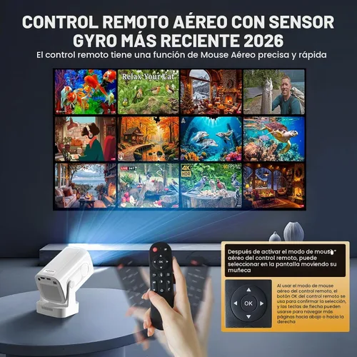 Vista 7 de [Enfoque automático y aplicaciones nativas y integradas de 1080P Proyector compatible con WiFi 6 Bluetooth 5.4 Mini proyector portátil compatible