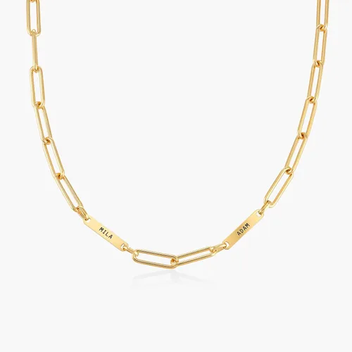 Vista 6 de Oak&Luna - Collar con cadena de clip con nombre de hiedra - en plata de ley u chapado en oro de 18 quilates - Nombres grabados personalizados