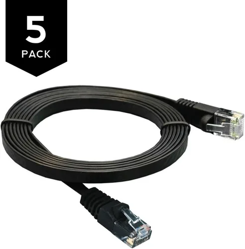 Vista 2 de Buhbo Cable de red Ethernet plano Cat6 de 2 pies RJ45 (paquete de 5)