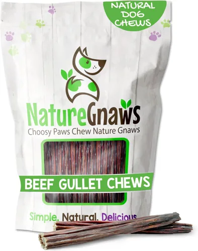 Vista 16 de Nature Gnaws Beef Gullet - Golosinas masticables para perros pequeños de 4 a 5 pulgadas (20 unidades) - Golosinas masticables de carne seca natural