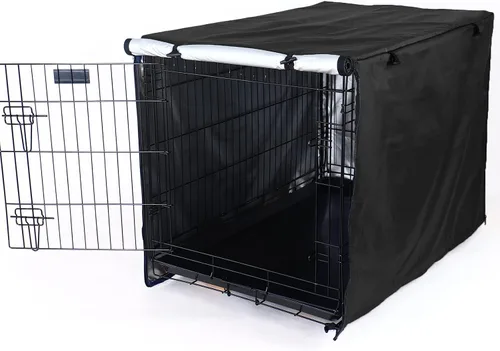 Vista 7 de kefit Funda para jaula de perro de 24 pulgadas, funda para jaula de perro de alambre, color negro