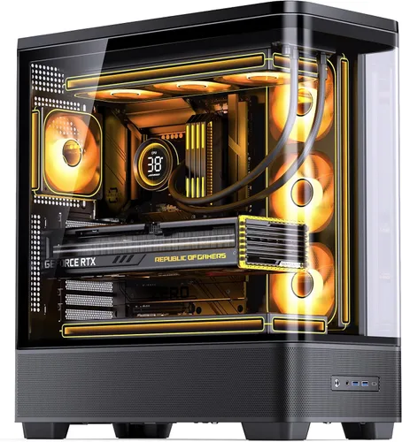 Vista 12 de JONSBO TK-0 Negro ITX Mini Torre Caja de PC, Diseño de Escritorio de Vidrio Hiperboloide, Estructura de Gabinete Separada, Carcasa de Aleación