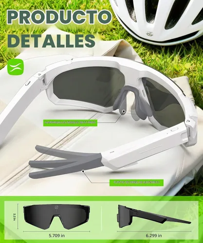 Vista 5 de Lentes inteligentes AI con cámara 4K, gafas de grabación de video con cámara, gafas de sol deportivas polarizadas con estabilización EIS