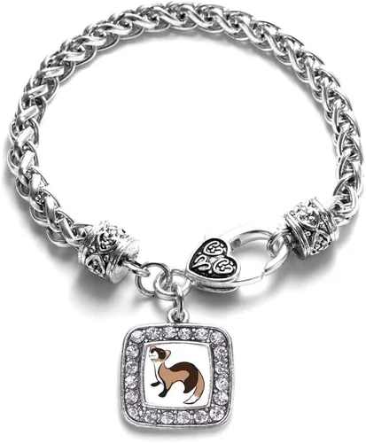 Vista 215 de Pulsera de dijes cuadrados de plata con joyería de circonita cúbica