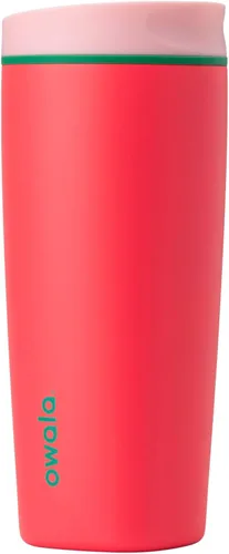 Vista 10 de Owala SmoothSip Slider - Vaso de café aislado de acero inoxidable, reutilizable, taza de café helado, taza de viaje para café caliente, sin BPA, 12