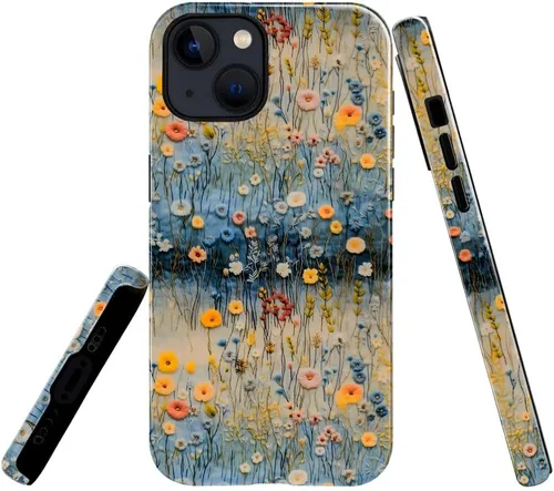 Vista 12 de Funda TnXee Compatible con iPhone 11, Funda Híbrida Brillante de 2 Capas para Prevenir Caídas para Niñas y Niños, Aspecto Bonito con Flores Salvajes