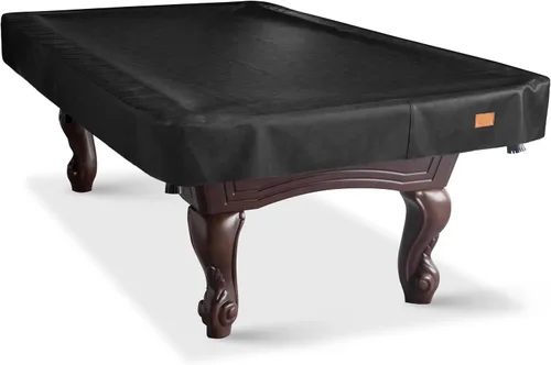 Vista 11 de Funda de mesa de billar de cuero sintético resistente, fundas impermeables y resistentes a desgarros para mesa de billar de 7/8/9 pies (7 pies/negro)