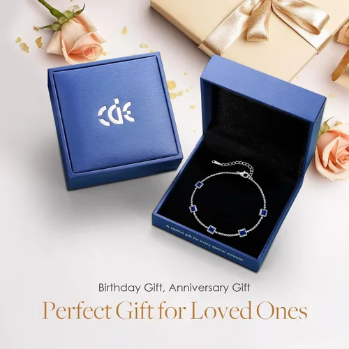 Vista 6 de CDE Pulseras de plata de ley 925 con piedra natal para mujer, delicada y sencilla pulsera de eslabones ajustable, regalo de cumpleaños, aniversario