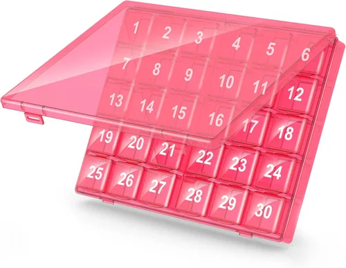 Vista 13 de Organizador mensual de píldoras una vez al día, caja organizadora de píldoras de 30 días, aprieta para abrir, estuche portátil con compartimentos