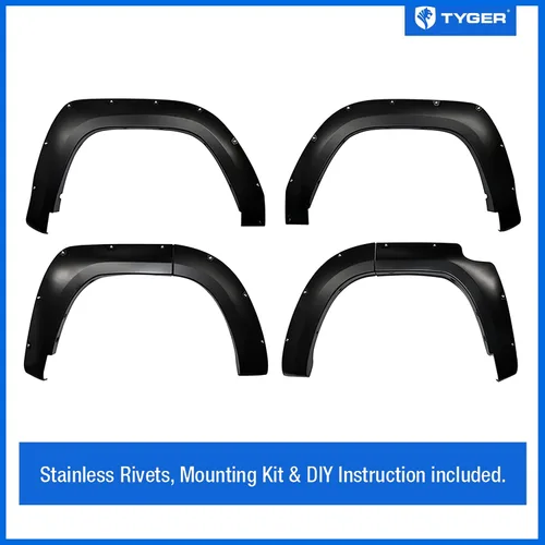 Vista 2 de Tyger Auto Guardabarros compatibles con Toyota 4Runner 2014-2023 (excl. modelo limitado), textura suave pintable, estilo remachado, 4 piezas