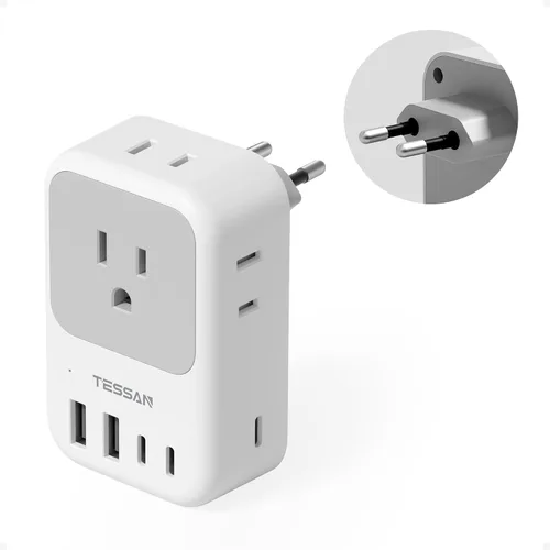 Vista 16 de TESSAN - Adaptador de enchufe de EE. UU. a Japón PD 20W, adaptador de 2 clavijas a 3 clavijas