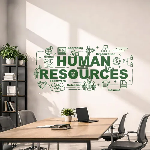 Vista 3 de Vinilo adhesivo de pared Recursos humanos Oficina Estilo Selección Pegatinas de trabajo en equipo Mural Decoración grande (g5594) Negro