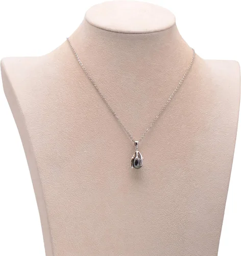 Vista 2 de Collar con colgante de plata esterlina con perlas negras de Tahití real de 0.354-0.433 in