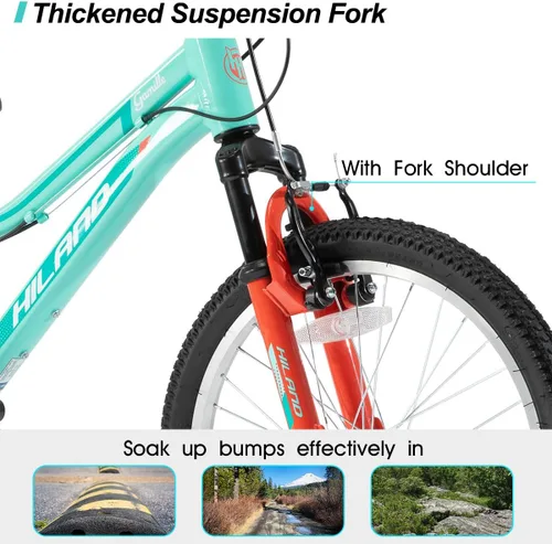Vista 5 de HILAND 20 Inch 26 Inch Mountain Bike for Women Girl, Lock-Out Suspension Fork, Aluminum Frame, Adult Ladies Mens MTB Bicycle