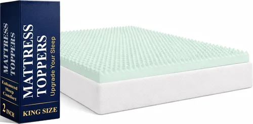 Vista 17 de Greaton, Cubrecolchones de espuma viscoelástica de gel contorneado de 1 pulgada para mayor comodidad y apoyo, individual, azul.
