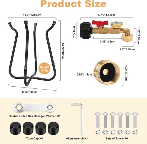 Vista 10 de WADEO Adaptador de Recarga de Propano para Tanque de 1lb con Soporte de Recarga de Cilindro de Propano, Adaptador de Propano QCC1 Convertidor
