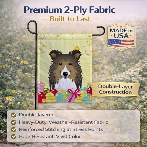 Vista 272 de Caroline's Treasures BB1923GF Bandera decorativa para jardín con diseño de Border Collie, para caza de huevos de Pascua, para jardín, jardín, patio