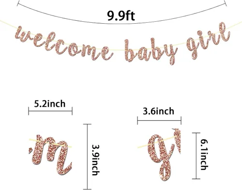 Vista 2 de Cartel de bienvenida para niña, con purpurina de oro rosa con una pequeña princesa, baby shower, revelación de género, decoración de fiesta AF
