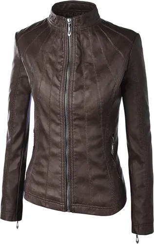Vista 3 de Lock and Love Chaqueta extraíble de piel sintética con capucha para mujer