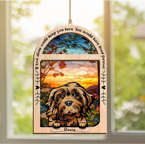 Vista 100 de LOVELYPOD Adorno de Navidad personalizado de sabueso afgano, atrapasoles con nombre, regalos de pérdida de mascotas, regalos para amantes