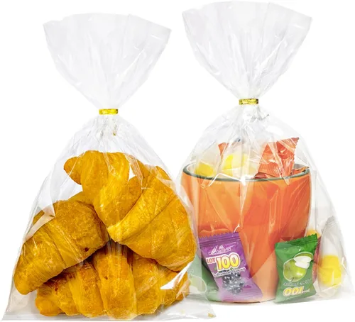Vista 9 de QOIUSO 100 piezas de bolsas de celofán transparentes: bolsas de celofán de 10x14 pulgadas con lazos para embalar dulces, galletas y regalos, bolsas