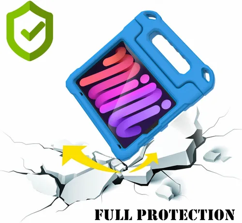 Vista 4 de Funda infantil para iPad Mini 7 (A17 Pro) 2024 y 6 (A15) 2021, 8.3 pulgadas de 6ª/7ª generación con protector de pantalla, soporte de mango a prueba