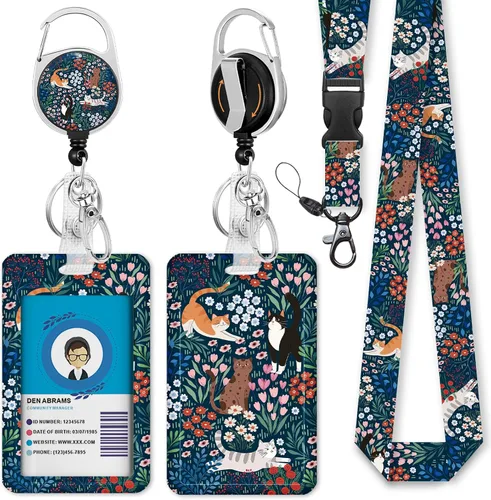 Vista 38 de Giancomics Soporte para tarjetas de identificación negro con cordón, cordones para insignias de identificación con carrete de insignia retráctil