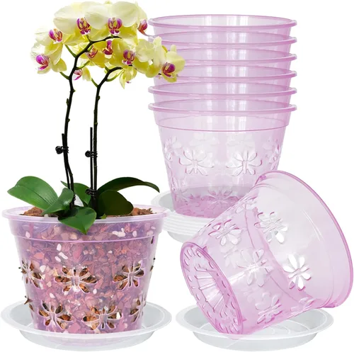 Vista 9 de Macetas transparentes para orquídeas, paquete de 8 unidades, 5 pulgadas