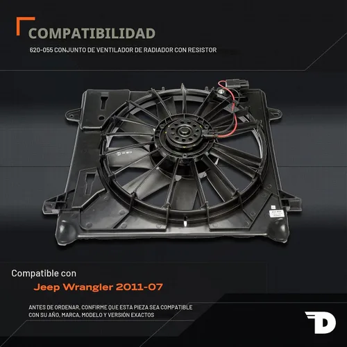 Vista 2 de Dorman 620-055 Conjunto de ventilador de refrigeración del motor Compatible con modelos Jeep seleccionados