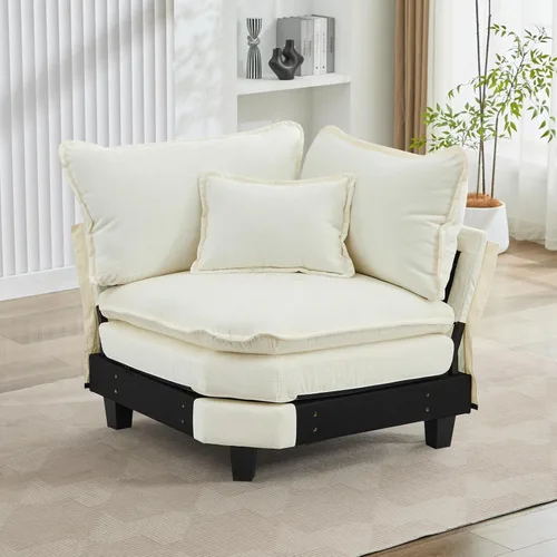 Vista 20 de Sofá Seccional, Sofá Modular Cloud con Otomana, Sofás Cama de Asiento Profundo con Almohadas Decorativas, Cómodo Sofá de Dos Plazas de Chenilla