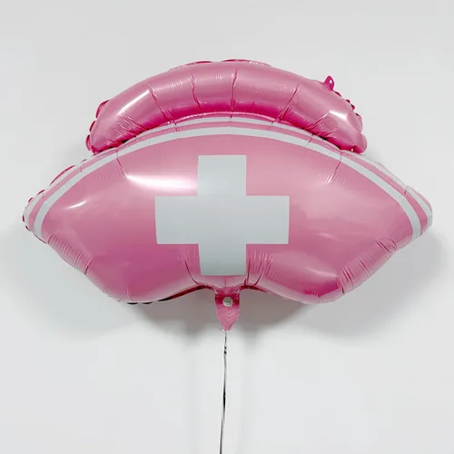 Vista 8 de 3 globos rosados con gorro de enfermera/decoraciones de fiesta de enfermera/decoraciones de graduación de enfermera/suministros de fiesta