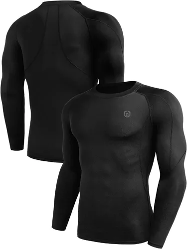 Vista 2 de Neleus - Camisas de compresión de manga larga para hombre para ejercitarte correr 3 u