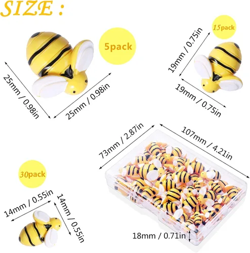 Vista 2 de CCOZN 50 piezas de abejas diminutas de resina, adornos de abejorros de jardín con caja, corona de abejas, decoración de abejas para manualidades