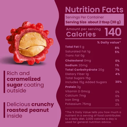 Vista 2 de Nutic Caramelo de cacahuetes quemados franceses, 1 libra, revestimiento crujiente y dulce confitado con centro de maní tostado, aperitivos navideños