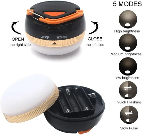 Vista 2 de Paquete de 2 faroles LED portátiles para camping, luz de tienda de campaña al aire libre, lámpara de campamento colgante con 5 modos, gancho