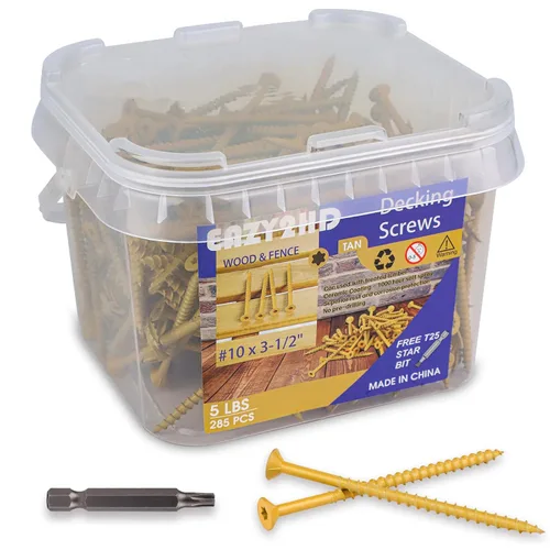 Vista 12 de Eazy2hD Tornillos de madera para exteriores # 10 x 2-1/2", tornillos para terraza T25 Star Torx Drive, 377 PCS tornillos autorroscantes de acero
