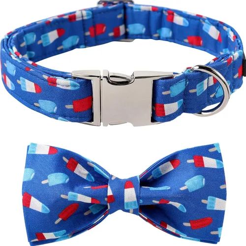 Vista 7 de Collar para perro con corbatín de Lionet Paws, Collar de corbatín de verano para perro, Collar para perro ajustable y cómodo, regalo para cachorro