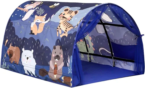 Vista 9 de Tienda de Cama para Niños Camas Individuales - Zoológicos y Coches Tiendas de Juego Maravillosas Niños Niñas Tienda de Juego Interior Ventilada