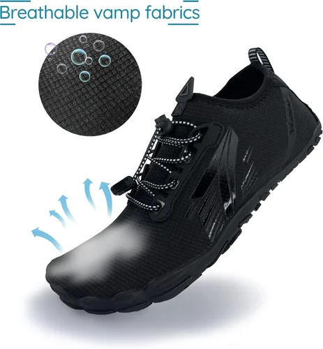 Vista 5 de Whatseaso Zapatos acuáticos para mujeres y hombres, de secado rápido, zapatos descalzos para buceo, natación, surf, aqua, caminar, playa, yoga