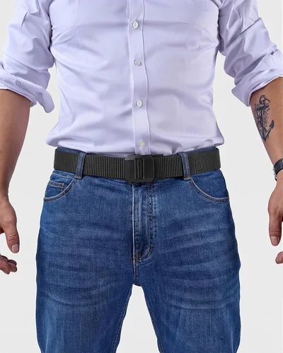Vista 7 de EZL Men's Ratchet Tactical Belt, 1.5" Nylon Web Work Belt with Automatic Slide Buckle, Adjustable Trim to Fit